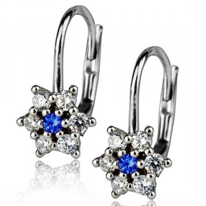 Stříbrné náušnice - kytičky se zirkony