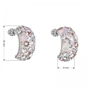 Stříbrné šroubovací náušnice s krystaly Crystals from Swarovski®, Magic Rose