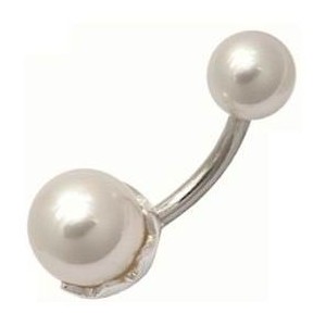 Stříbrý piercing do pupíku - perličky