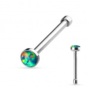 Piercing do nosu - zelený opál