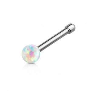 Piercing do nosu, kulička bílý opál