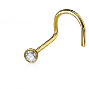 Zlacený zahnutý piercing do nosu