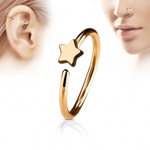Zlacený piercing do nosu/ucha kruh s hvězdou