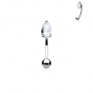 Piercing do obočí - zirkon, čirá barva