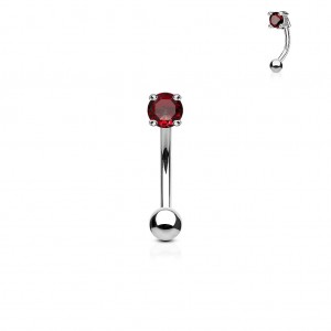 Piercing do obočí - zirkon, červená barva
