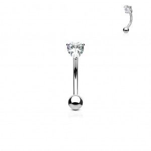 Piercing do obočí - zirkon, čirá barva