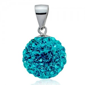 Stříbrný přívěšek koule 10 mm s krystaly Crystals from Swarovski®, Turquise