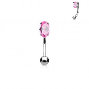 Piercing do obočí - zirkon, růžová barva