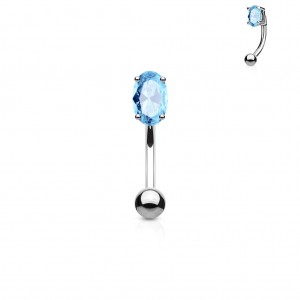 Piercing do obočí - zirkon, tyrkysová barva