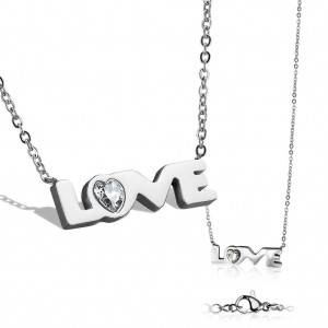 Dámský ocelový náhrdelník s přívěškem ”love”
