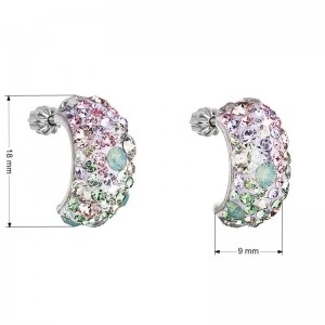 Stříbrné šroubovací náušnice s krystaly Crystals from Swarovski®, Sakura