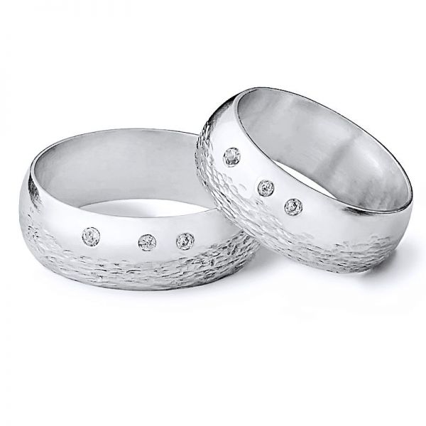 Snubní prsteny originální tepané s kameny šířka 5,00 mm