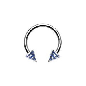 Piercing - podkova - modré proužky