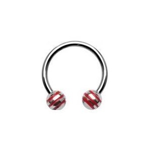 Piercing - podkova - červené proužky