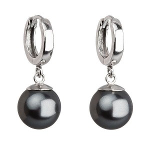 Stříbrné náušnice s perlou Crystals from Swarovski® Grey