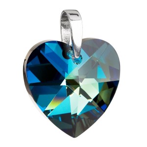 Stříbrný přívěšek srdce Crystals from Swarovski® Bermuda Blue