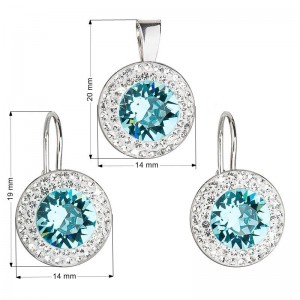 Sada náušnic a přívěšku s kameny Crystals from Swarovski® Aquamarie