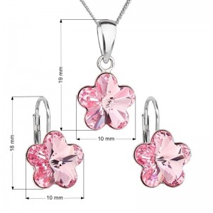 Sada stříbrných šperků s kytičkami Crystals from Swarovski® Rose