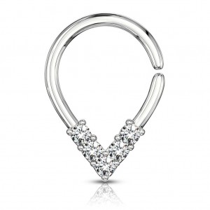Vyhýbací kruh se zirkony - helix / cartilage / tragus piercing 1,2 x 7 mm