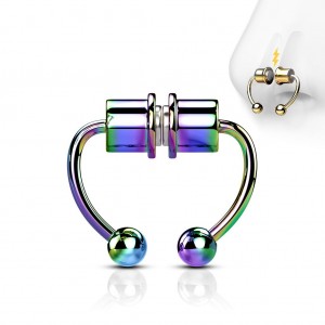 Duhový falešný septum piercing do nosu