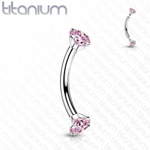 Piercing do obočí TITAN, 1,2 x 8 mm, barva: růžová