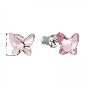 Náušnice bižuterie se Swarovski krystaly motýl  Light Rose