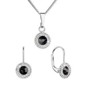 Sada šperků s krystaly Swarovski náušnice a přívěsek, Black Jet