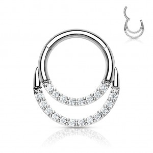 Piercing kruh segment, čiré kameny, 1,2 x 6 mm