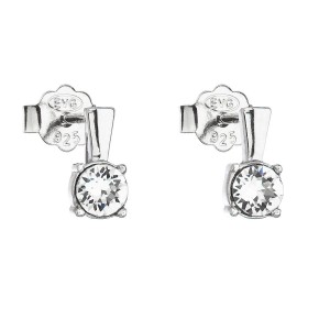 Stříbrné náušnice pecka s krystaly Swarovski bílé kulaté