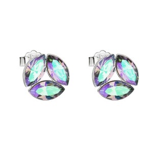 Stříbrné náušnice pecka s krystaly Swarovski, Paradise Shine