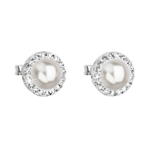 Stříbrné náušnice s perlami a kamínky Crystals from Swarovski® Crystal
