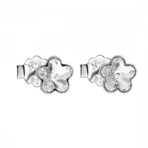 Stříbrné náušnice kytičky Crystals from Swarovski® Crystal