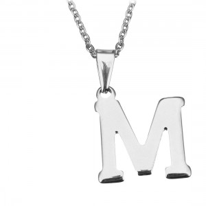 Ocelový řetízek s přívěškem iniciála ”M”