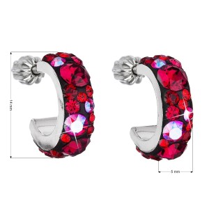 Stříbrné náušnice kruhy s krystaly Crystals from Swarovski®,  Cherry