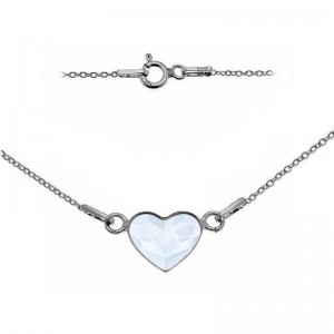 Stříbrný náhrdelník se srdcem Crystals from Swarovski® POWDER BLUE