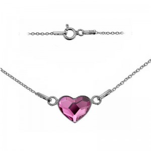 Stříbrný náramek se srdcem Crystals from Swarovski® Fuchsia