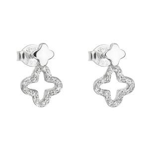 Stříbrné náušnice pecka se zirkonem v bílé barvě