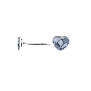 Stříbrné náušnice se srdcem Crystals from Swarovski, Denim Blue