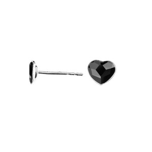 Stříbrné náušnice se srdcem Crystals from Swarovski, Jet Black
