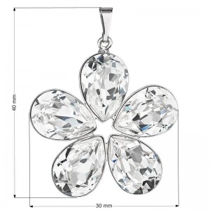 Přívěsek bižuterie se Swarovski krystaly bílá kytička
