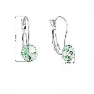 Náušnice bižuterie se Swarovski krystaly zelené kulaté 51031.3
