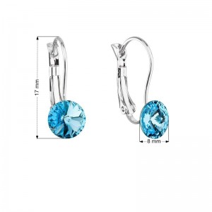 Náušnice bižuterie se Swarovski krystaly modré kulaté 51031.3 aqua