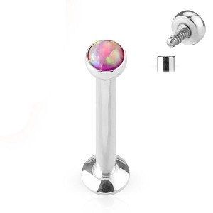 Piercing do brady - labreta 1,2 x 8 mm, růžový opál