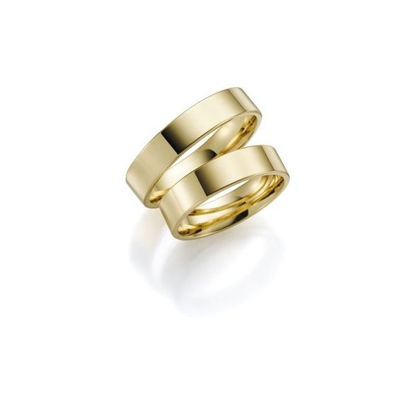 Snubní prsteny ploché klasické  žluté zlato šířka 4,00 mm