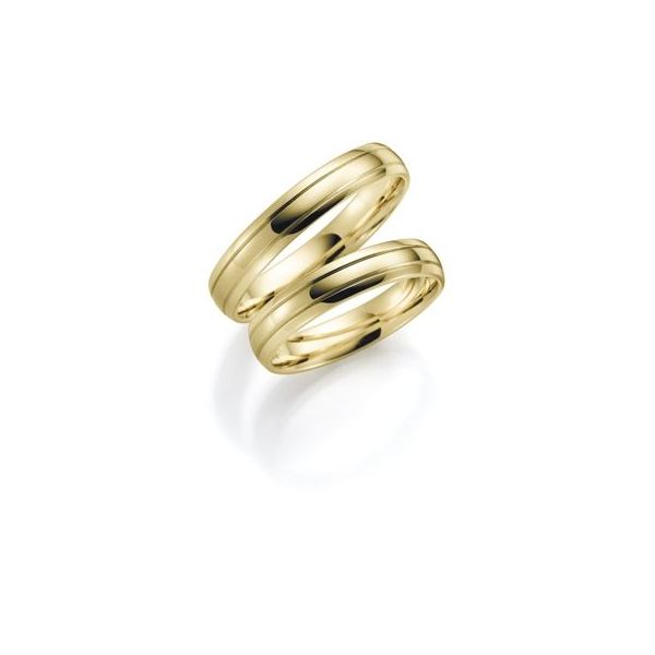 Snubní prsteny půlkulaté klasické žluté zlato šířka 4,00 mm jemné linky