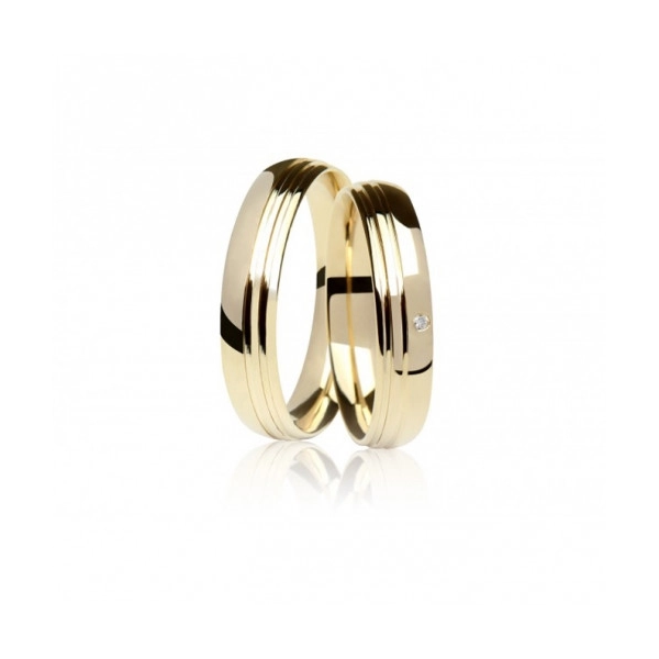 Snubní prsteny půlkulaté klasické žluté zlato šíře 5,00 mm s linkama