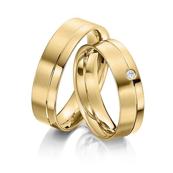 Snubní prsteny ploché klasické žluté zlato  šířka 4,00 mm