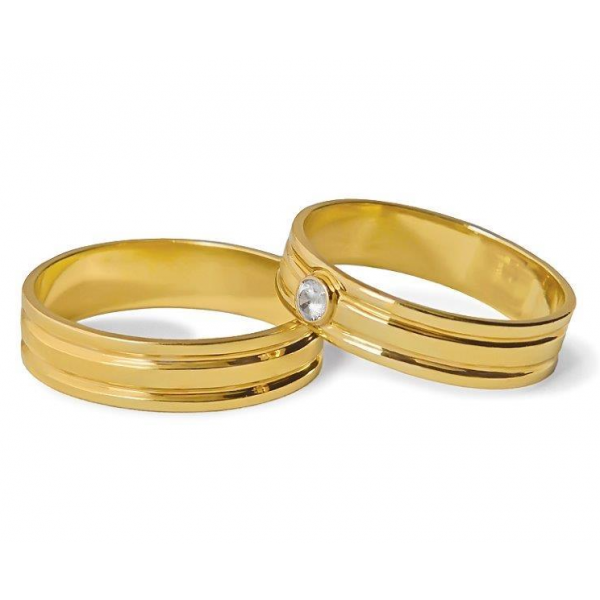 Snubní prsteny s kamenem žluté zlato šířka 4,50 mm