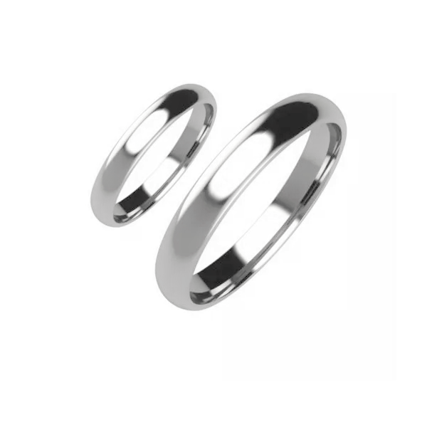Snubní prsteny půlkulaté kombinovaná šířka 3,00 mm a 4 mm