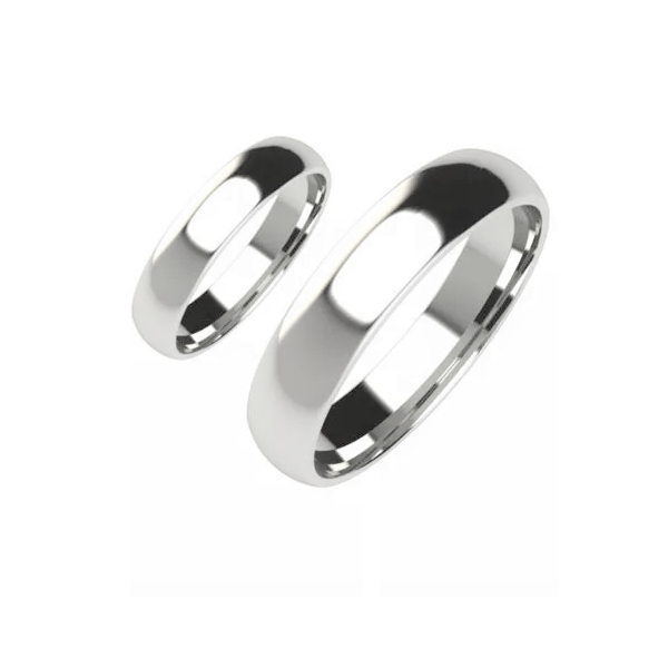 Snubní prsteny půlkulaté kombinovaná šířka 4,00 mm a 5 mm